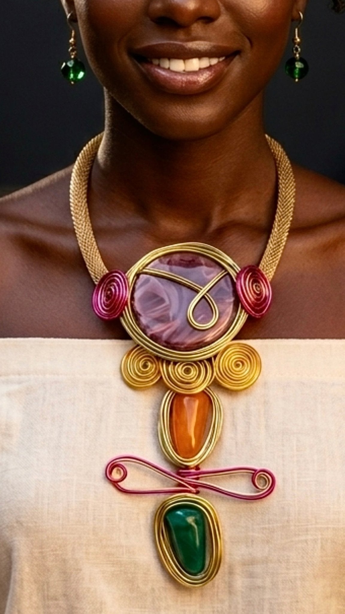 Ohemaa Wire Wrapped Statement Necklace Set - Trufacebygrace
