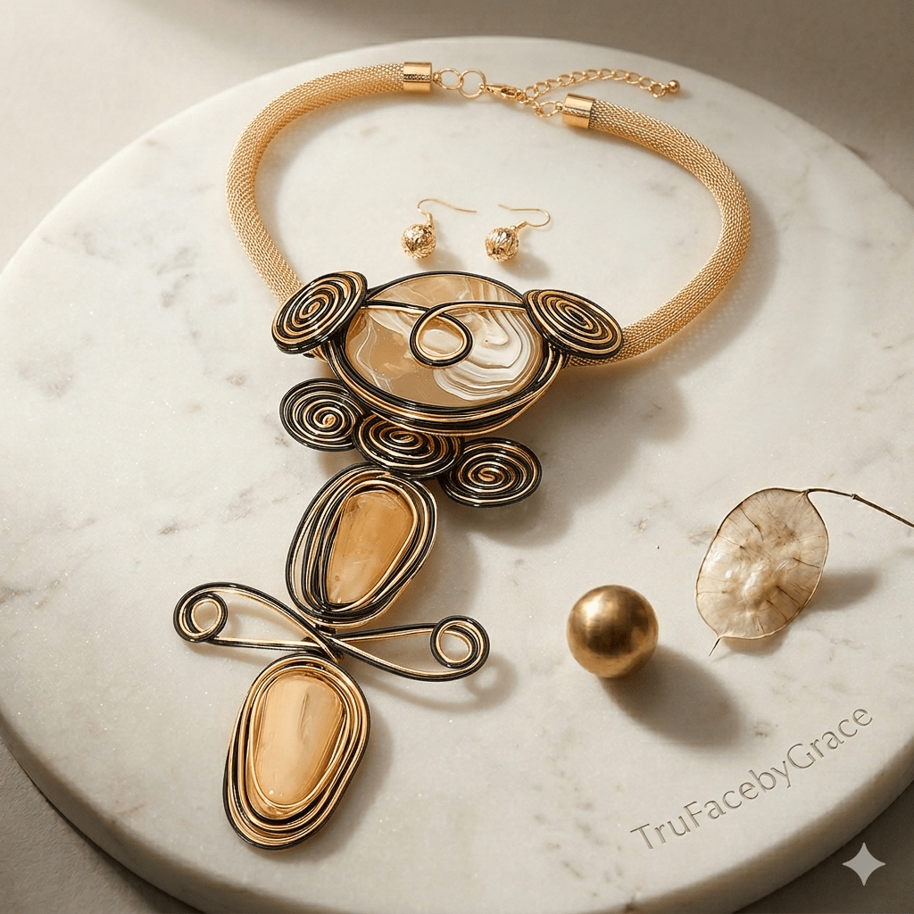 Ohemaa Wire Wrapped Statement Necklace Set - Trufacebygrace