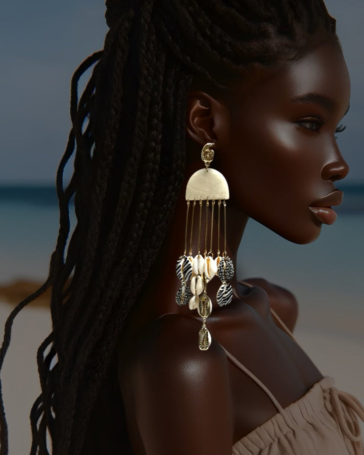 Ombrello Cowrie Shell Dangling Earrings - Trufacebygrace