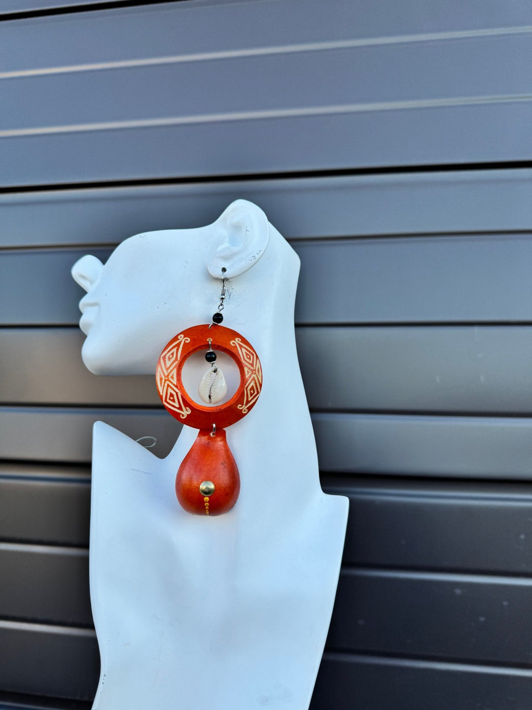 Orange Calabash Tribal Expressions Earrings - Trufacebygrace