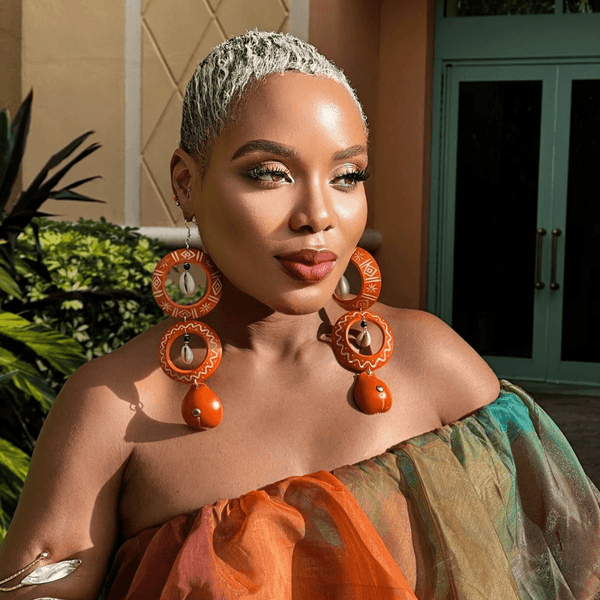 Orange Calabash Tribal Expressions Earrings - Trufacebygrace