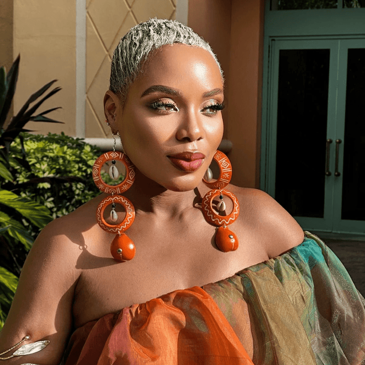 Orange Calabash Tribal Expressions Earrings - Trufacebygrace