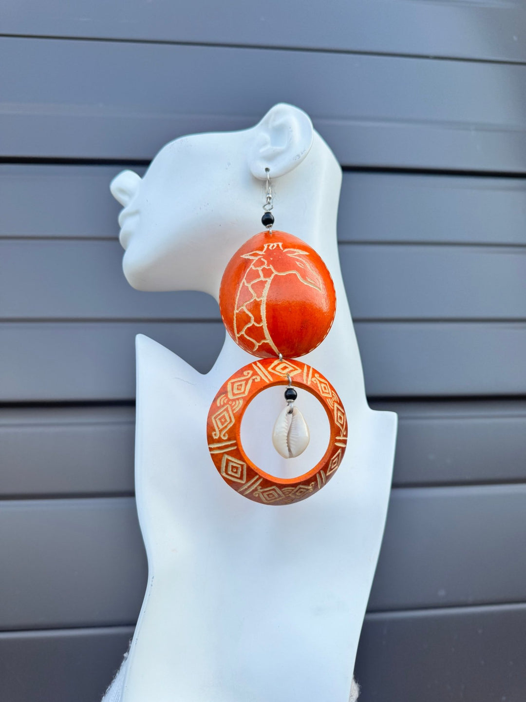 Orange Calabash Tribal Expressions Earrings - Trufacebygrace