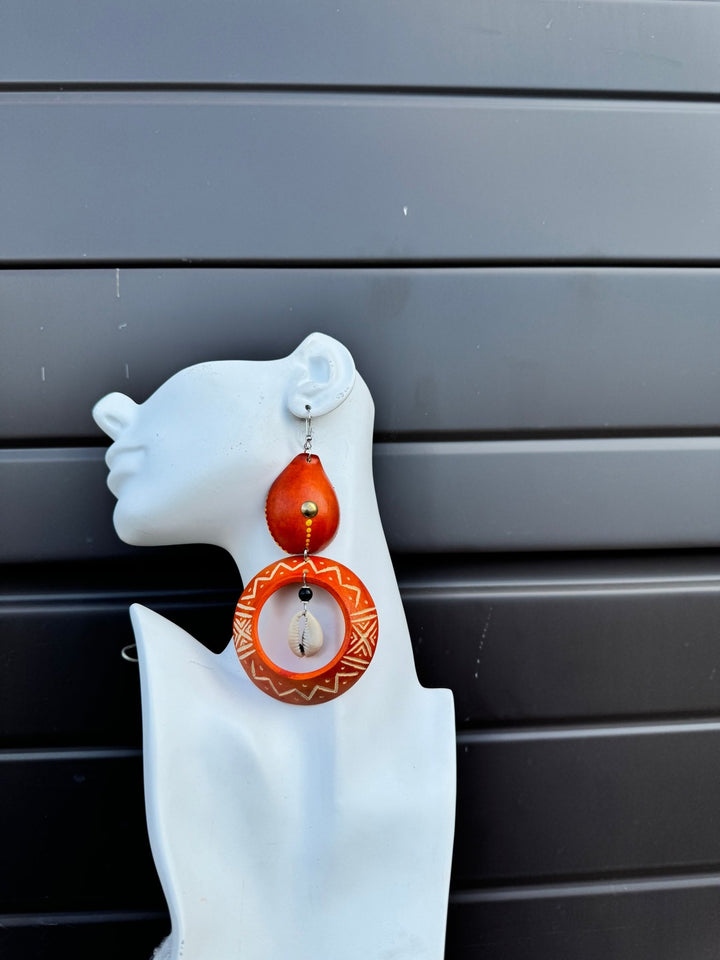 Orange Calabash Tribal Expressions Earrings - Trufacebygrace