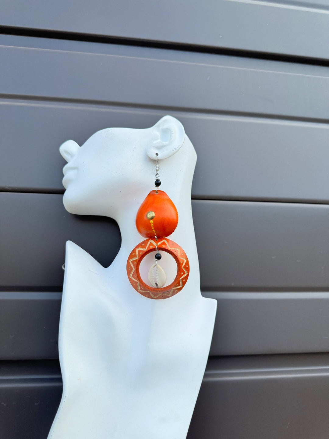 Orange Calabash Tribal Expressions Earrings - Trufacebygrace