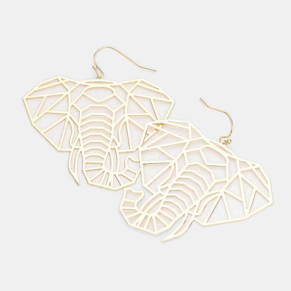 Osuno - elephant head Cut out Brass Earrings - Trufacebygrace