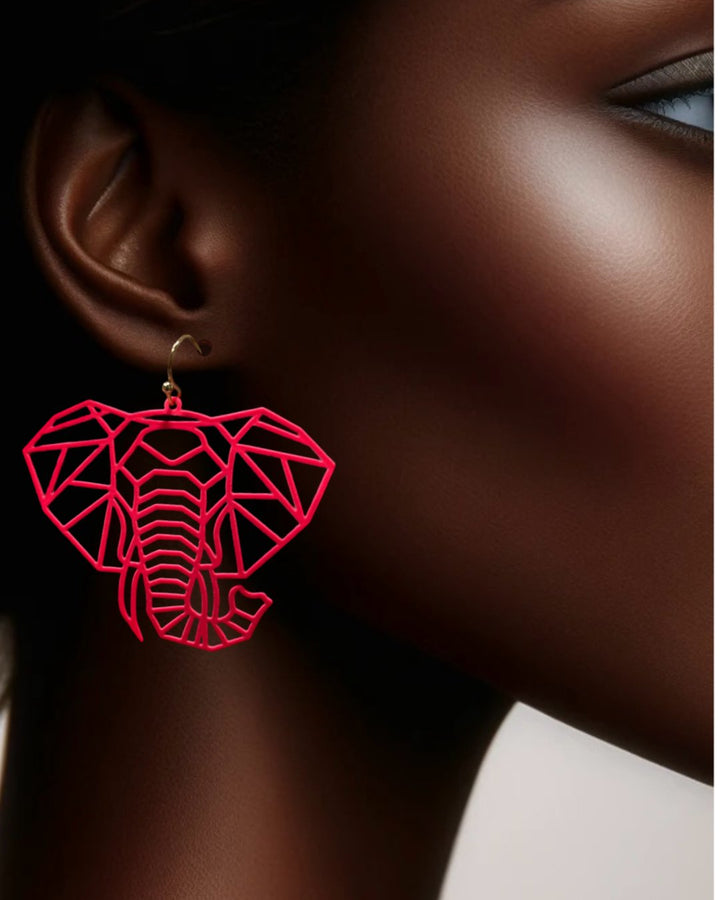 Osuno - elephant head Cut out Brass Earrings - Trufacebygrace