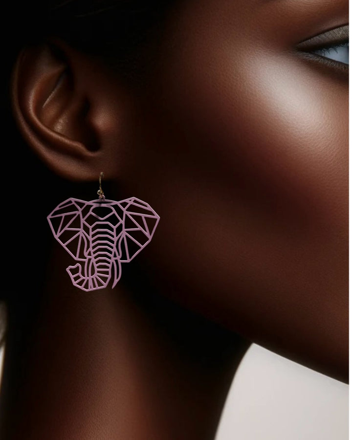 Osuno - elephant head Cut out Brass Earrings - Trufacebygrace