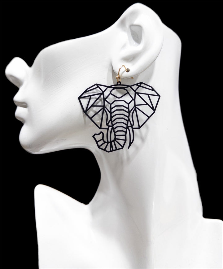 Osuno - elephant head Cut out Brass Earrings - Trufacebygrace