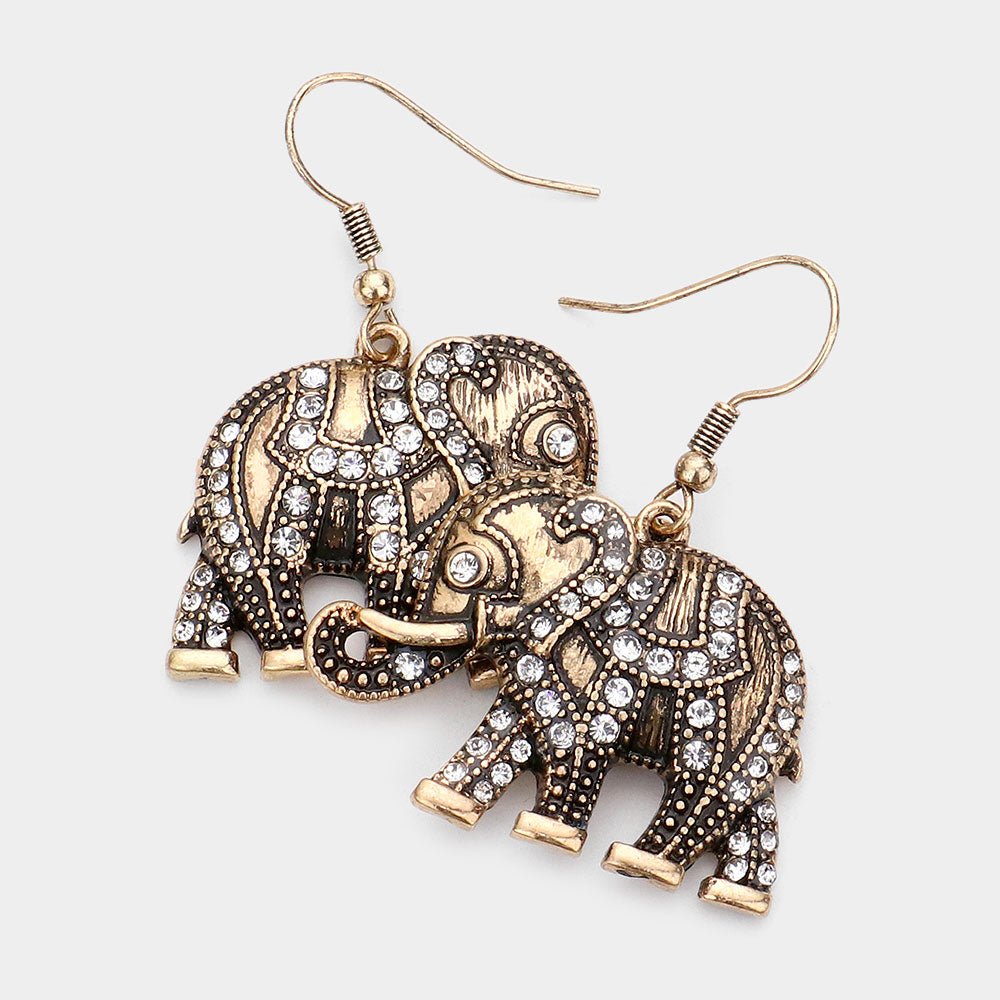 Osuno embellished rhinestones elephant earrings - Trufacebygrace