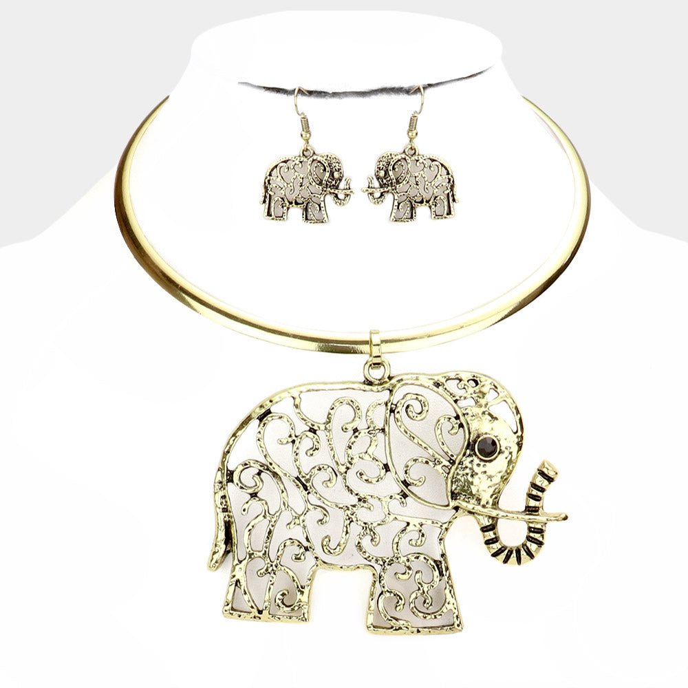 Osuno Filigree Elephant necklace set - Trufacebygrace