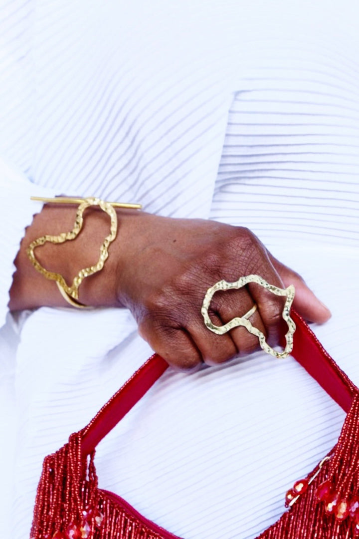 Outline Africa Map Brass Bracelet – Adjustable Statement Cuff - Trufacebygrace
