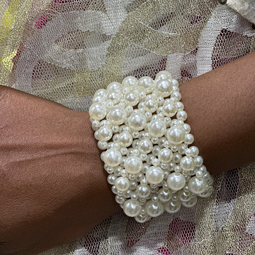 Overloaded Pearl Stretch Cuff /bracelet - Trufacebygrace