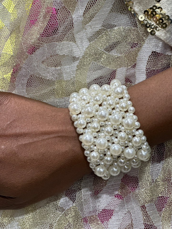Overloaded Pearl Stretch Cuff /bracelet - Trufacebygrace