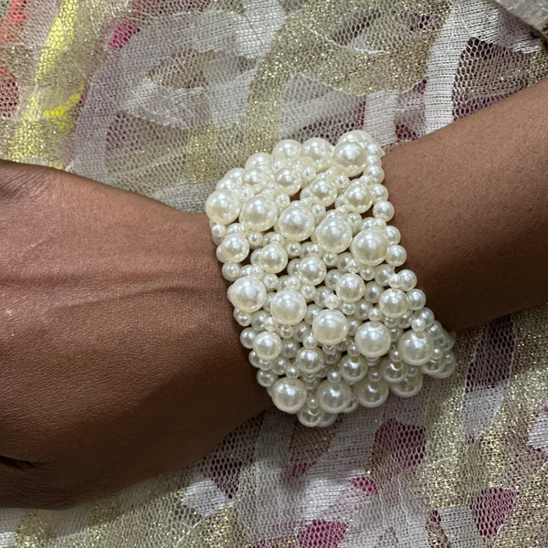 Overloaded Pearl Stretch Cuff /bracelet - Trufacebygrace