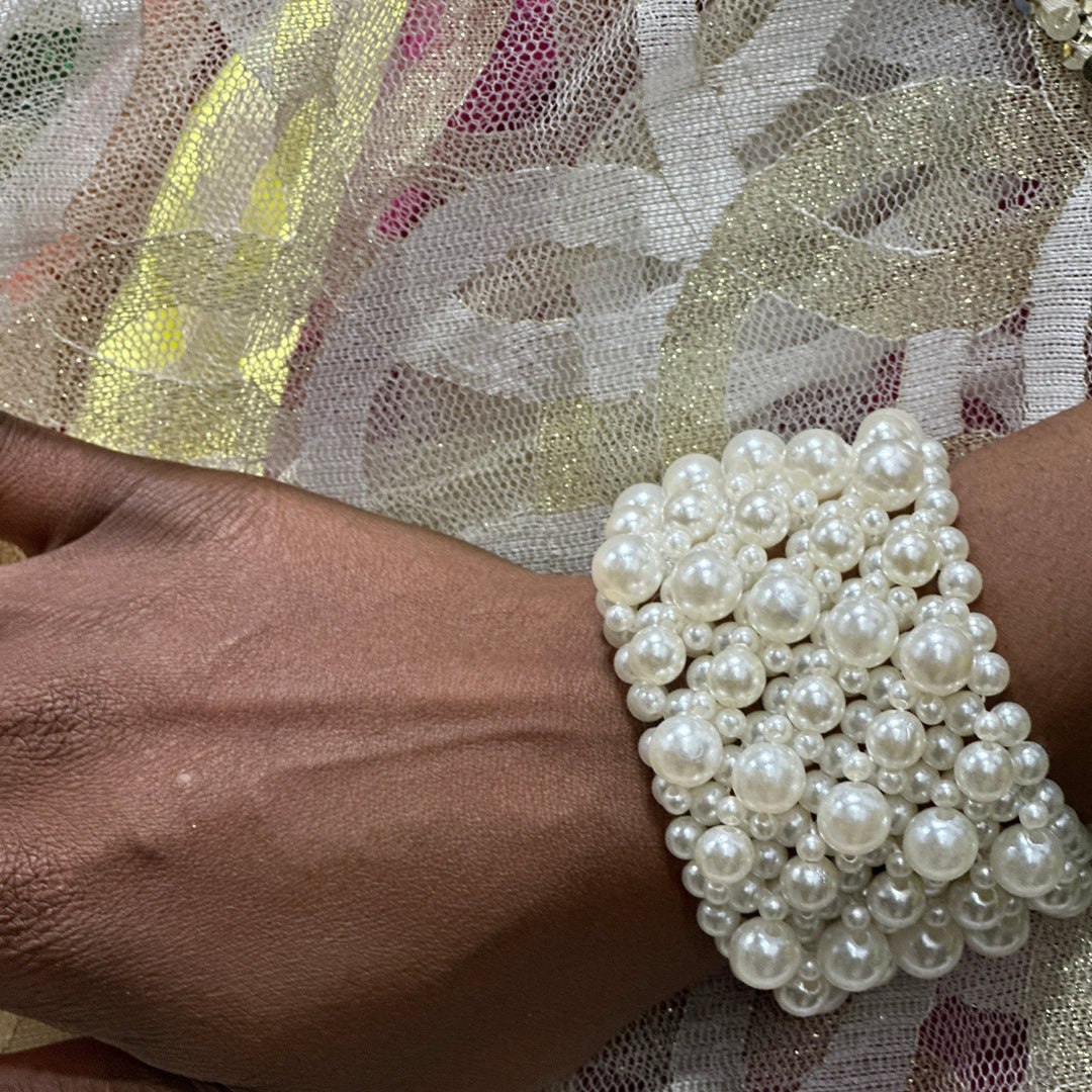 Overloaded Pearl Stretch Cuff /bracelet - Trufacebygrace