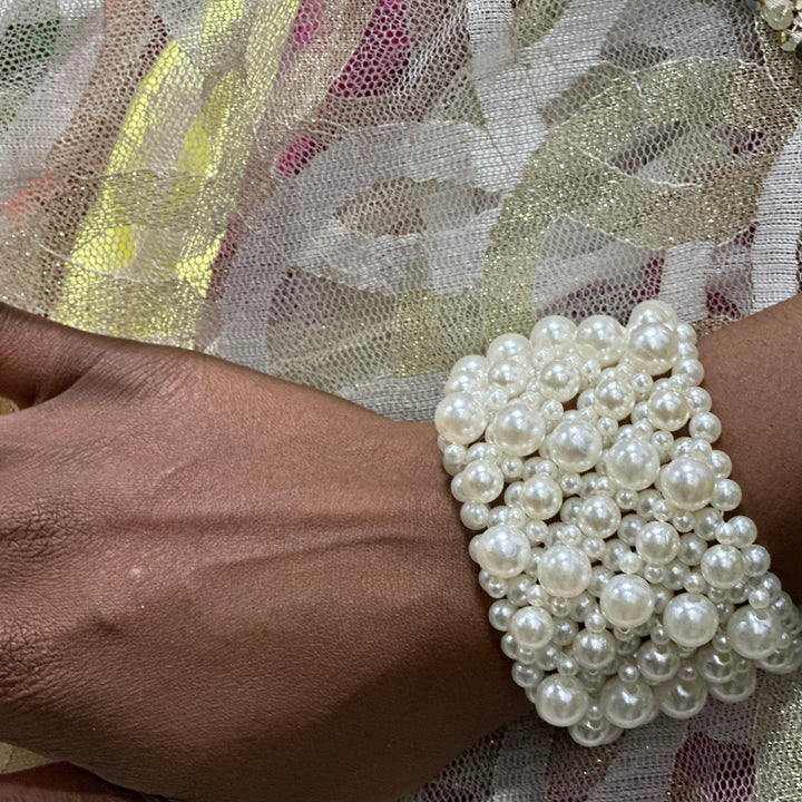 Overloaded Pearl Stretch Cuff /bracelet - Trufacebygrace