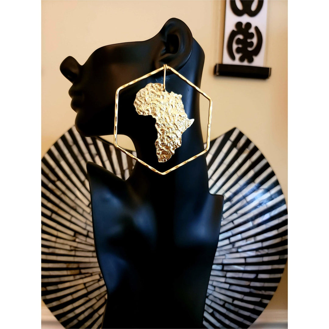 Oversized Africa to the world Hexagon earrings - Trufacebygrace