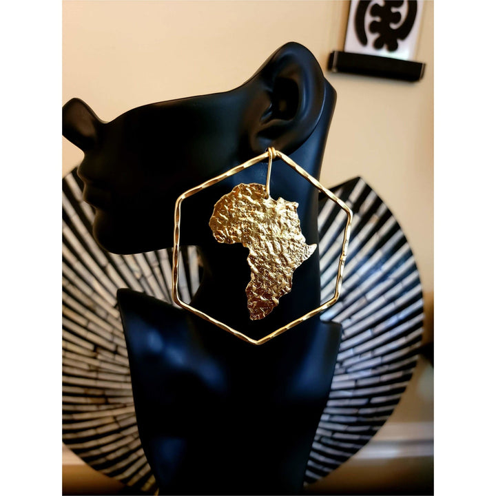 Oversized Africa to the world Hexagon earrings - Trufacebygrace