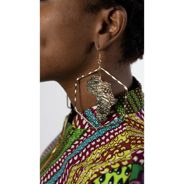 Oversized Africa to the world Hexagon earrings - Trufacebygrace