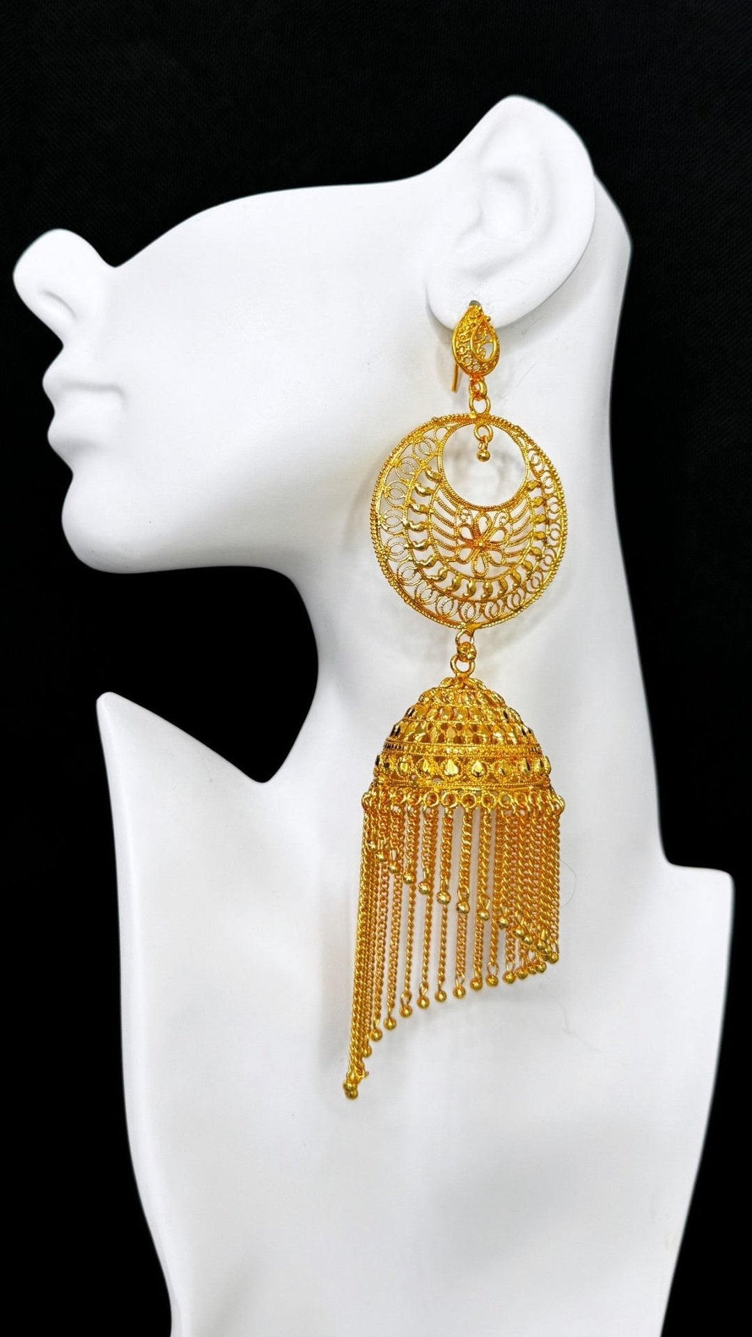 Oversized Jhumka Gold Earrings - Trufacebygrace