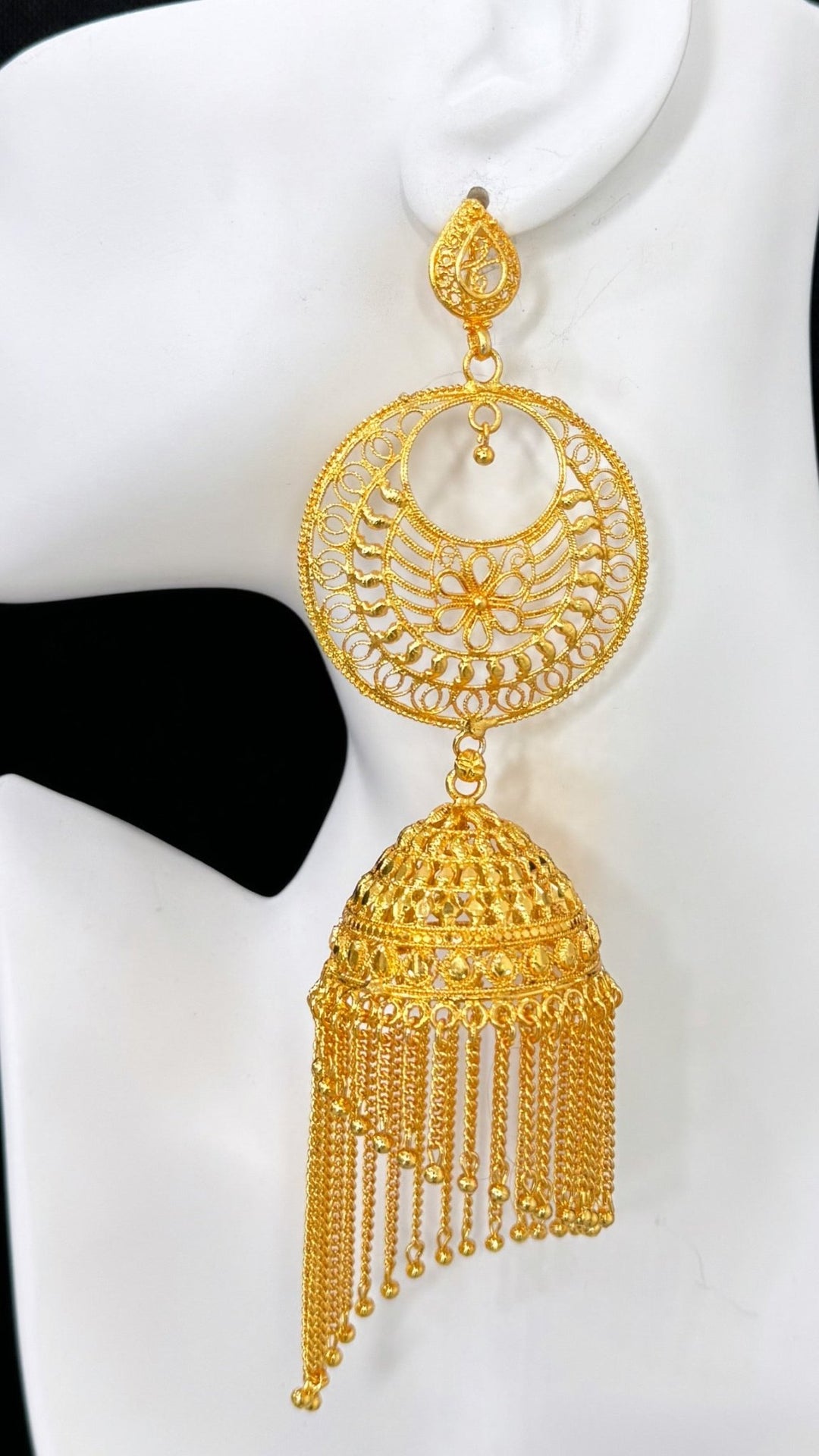 Oversized Jhumka Gold Earrings - Trufacebygrace