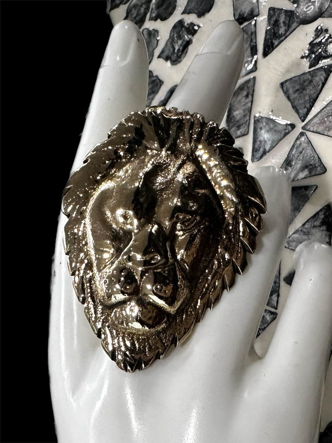 Oversized Lion head brass adjustable ring - Trufacebygrace