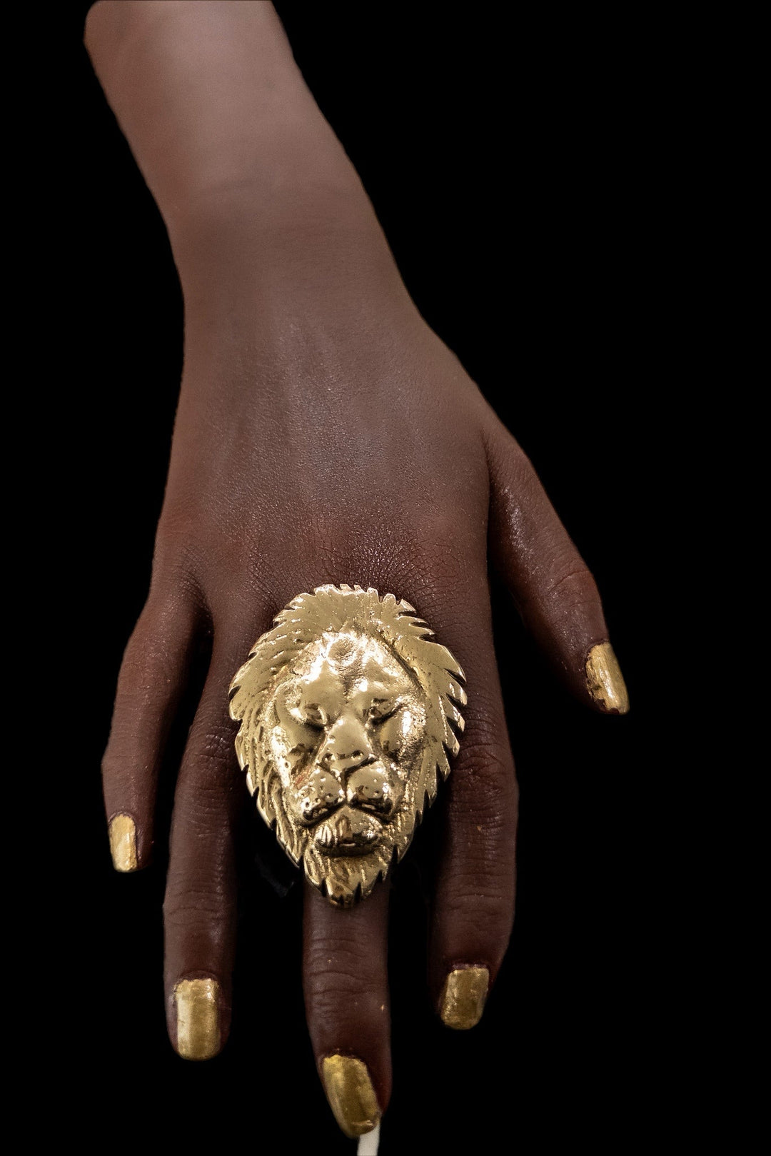 Oversized Lion head brass adjustable ring - Trufacebygrace