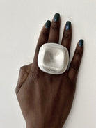 Oversized Majestic Square Brushed Metal Ring - Trufacebygrace