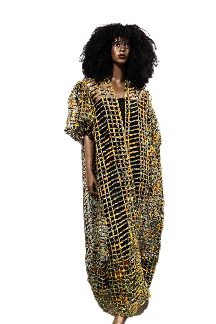 Oversized Puff Sleeves Ankara laced Kimono/ Duster - Trufacebygrace