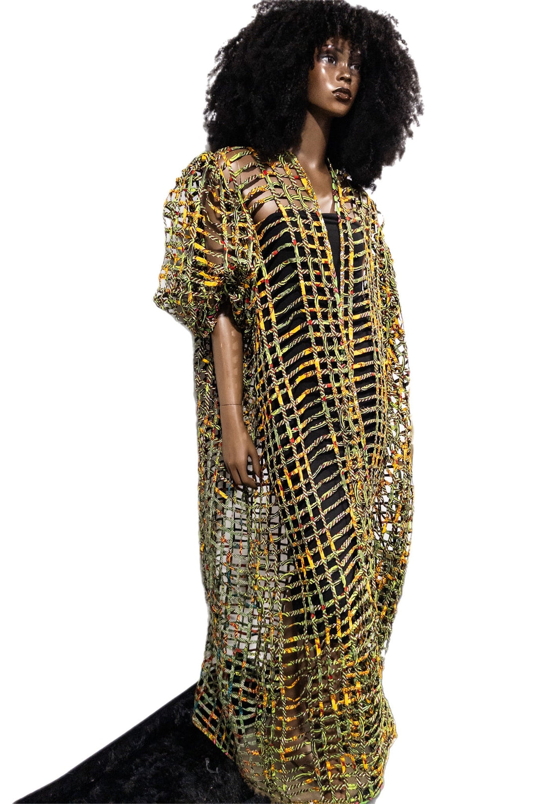 Oversized Puff Sleeves Ankara laced Kimono/ Duster - Trufacebygrace