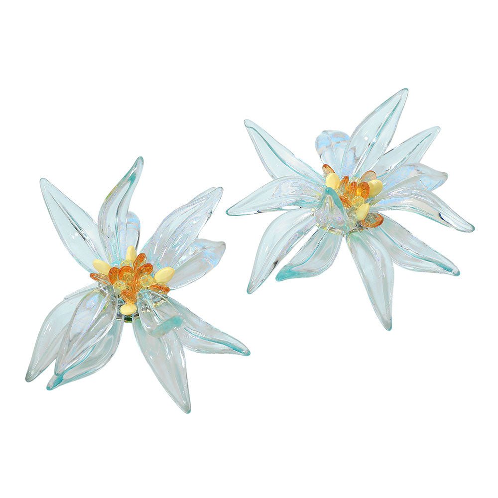 Oversized Resin Petal Flower Statement Earrings - Trufacebygrace