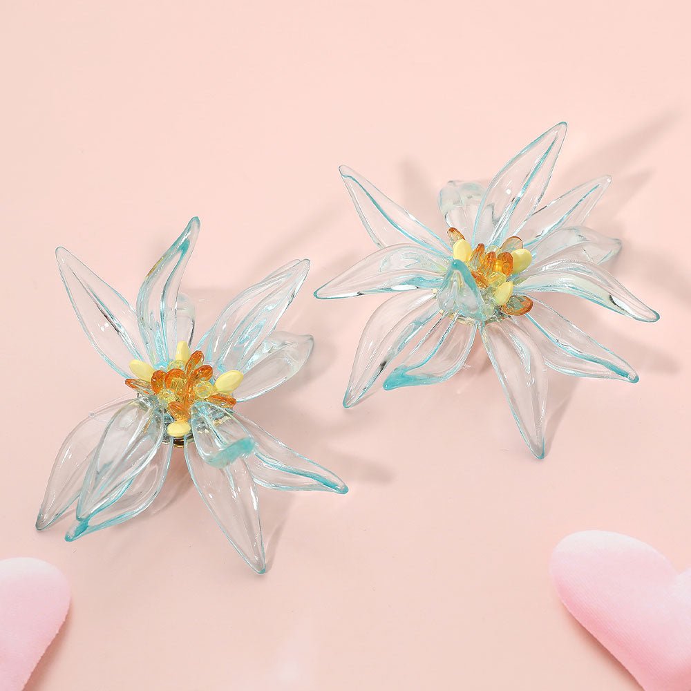Oversized Resin Petal Flower Statement Earrings - Trufacebygrace