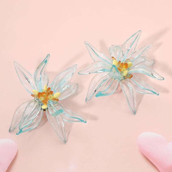 Oversized Resin Petal Flower Statement Earrings - Trufacebygrace