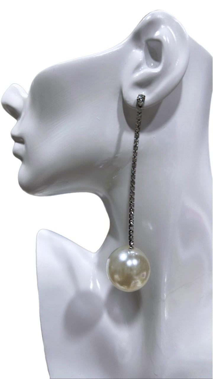 Pearl ball and Rhinestone statement earrings - Not perfect - Trufacebygrace