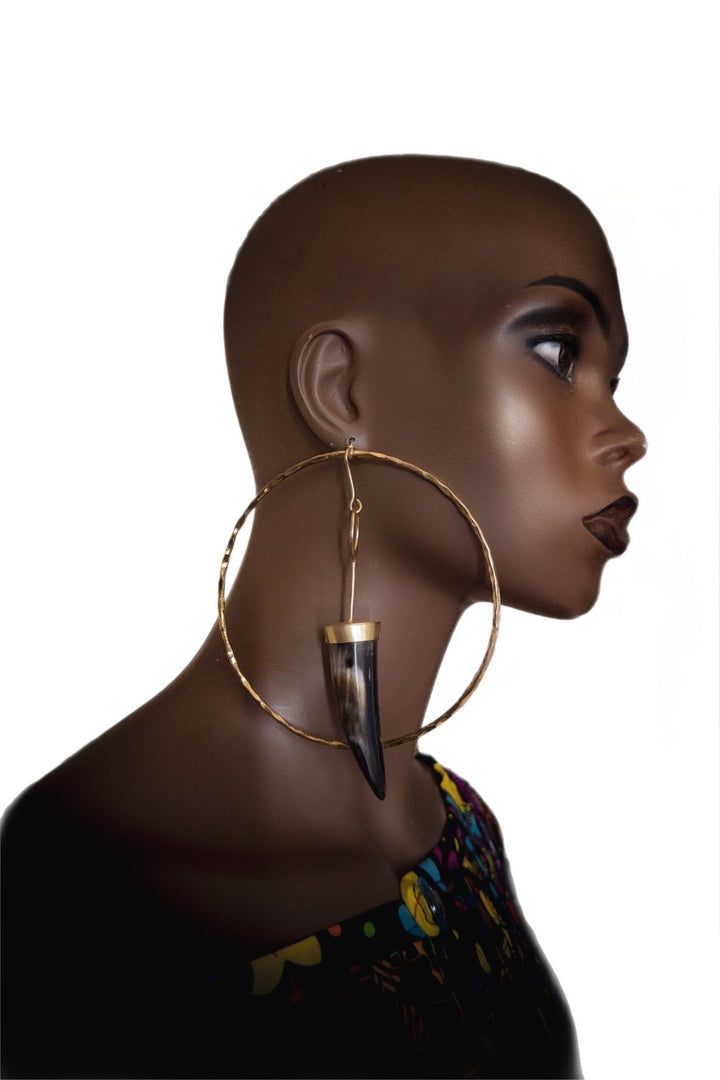 Pembe Horn in a Circle statement Earrings - Trufacebygrace