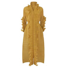Pleated Vine Sleeve Dress with Belt - Trufacebygrace