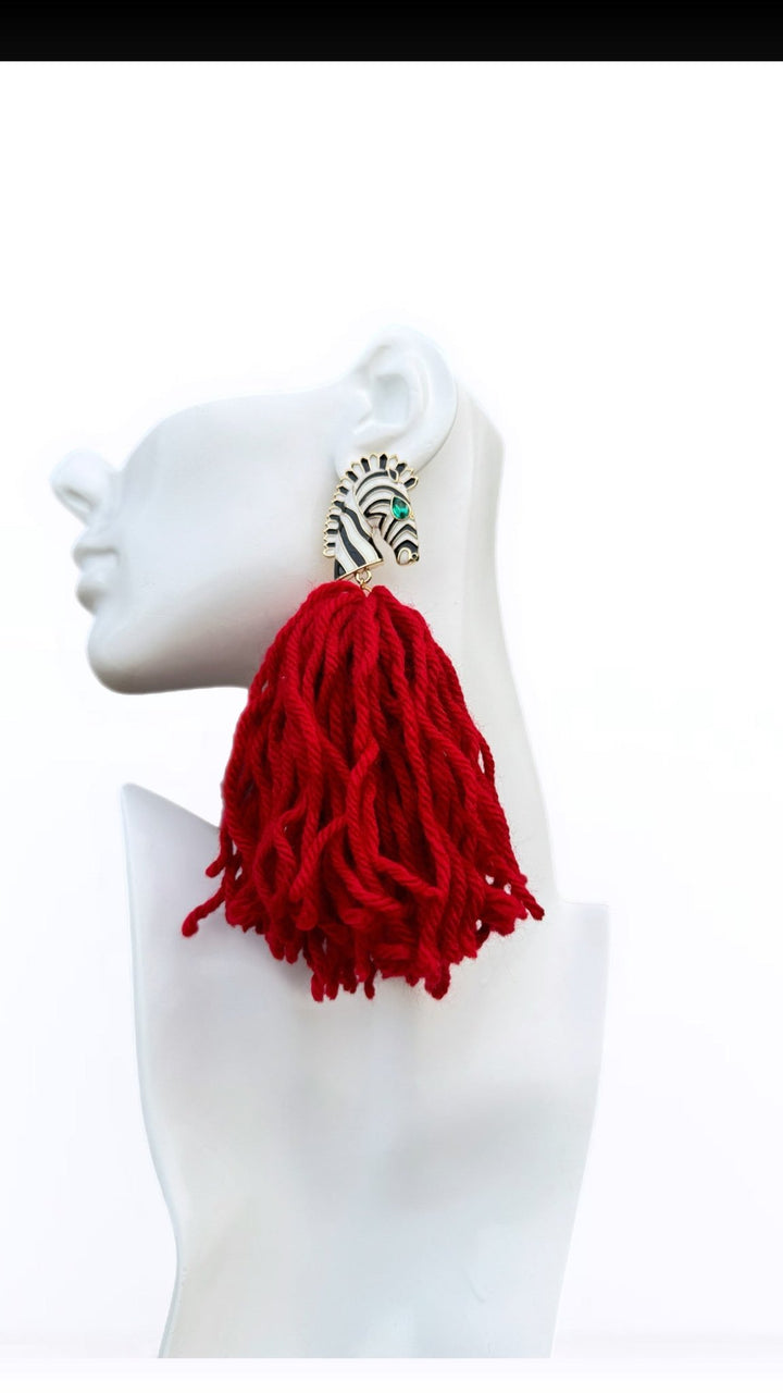 Ponkoti and Yarn Tassel Earrings - Trufacebygrace