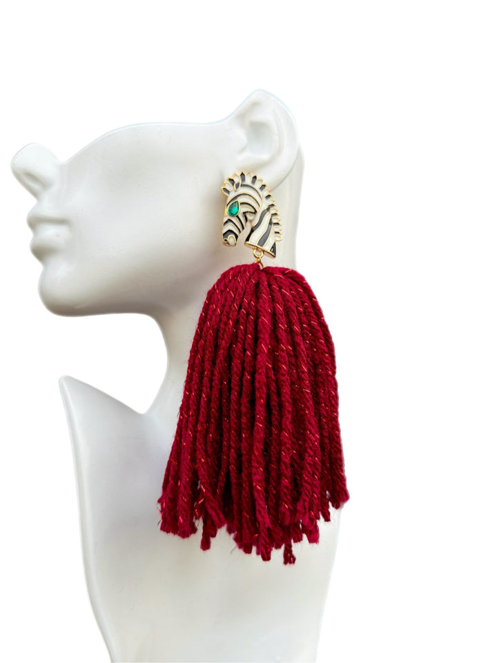 Ponkoti and Yarn Tassel Earrings - Trufacebygrace