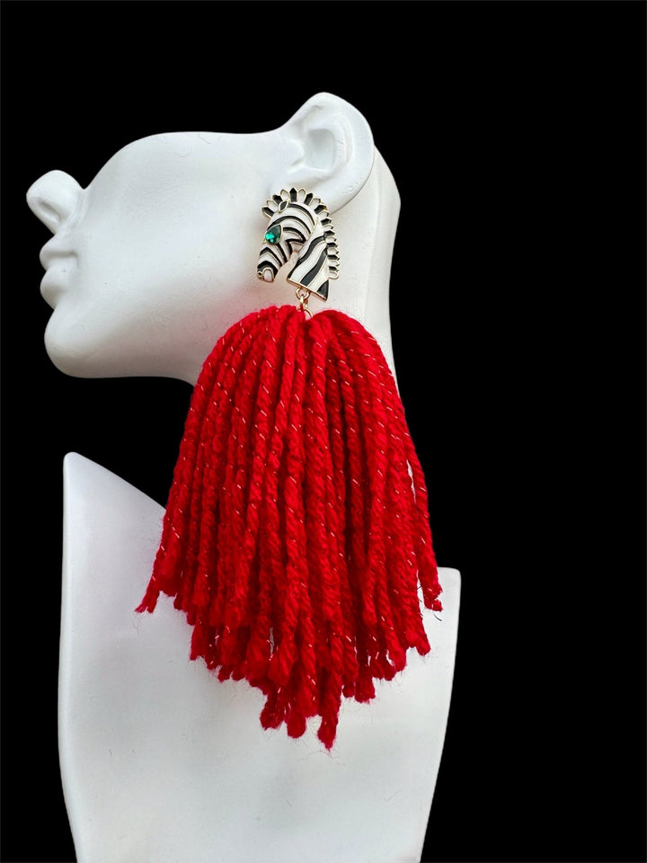 Ponkoti and Yarn Tassel Earrings - Trufacebygrace