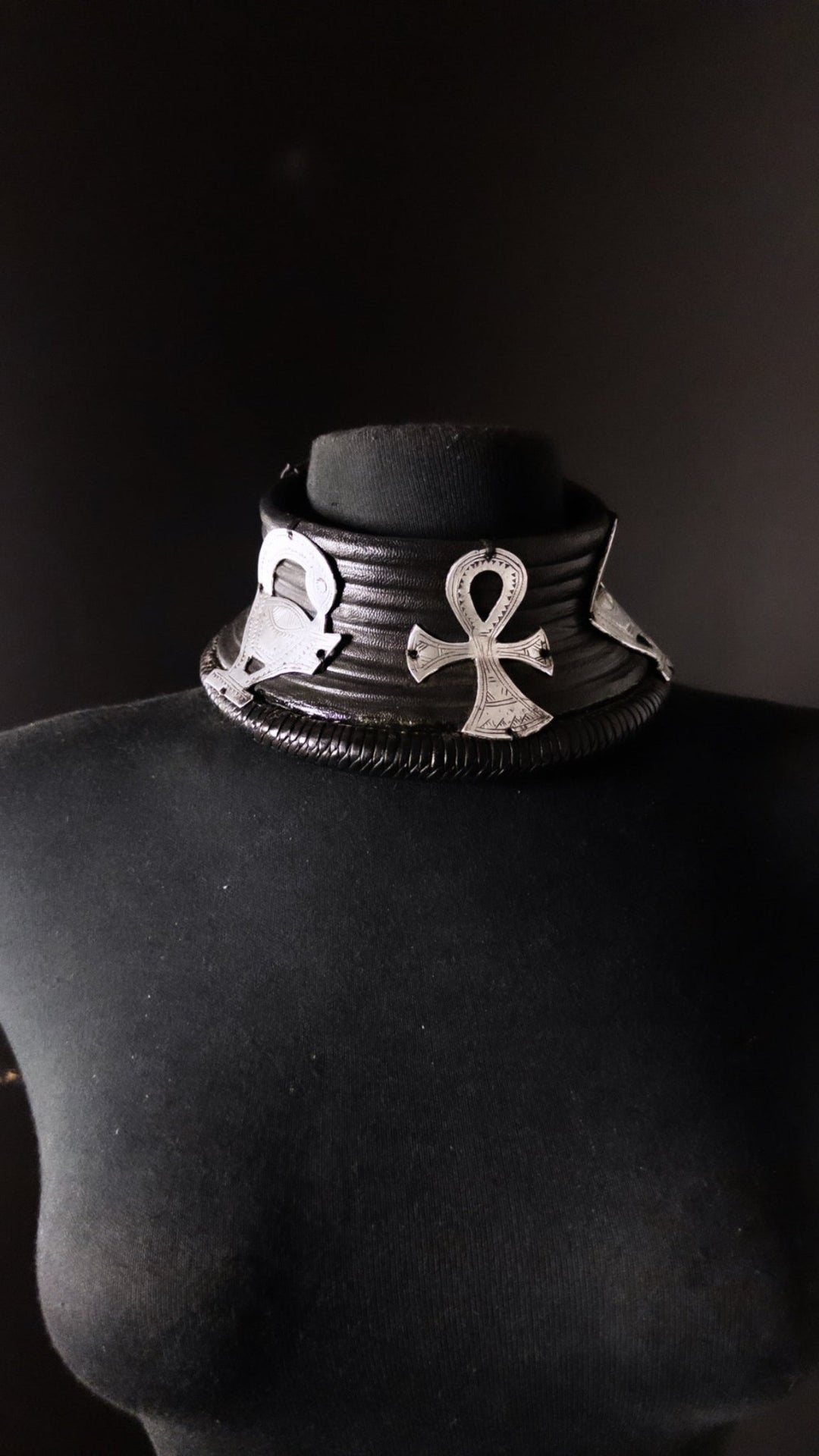 Premium Okoye Adinkra Leather Choker with Brass Accents - Trufacebygrace