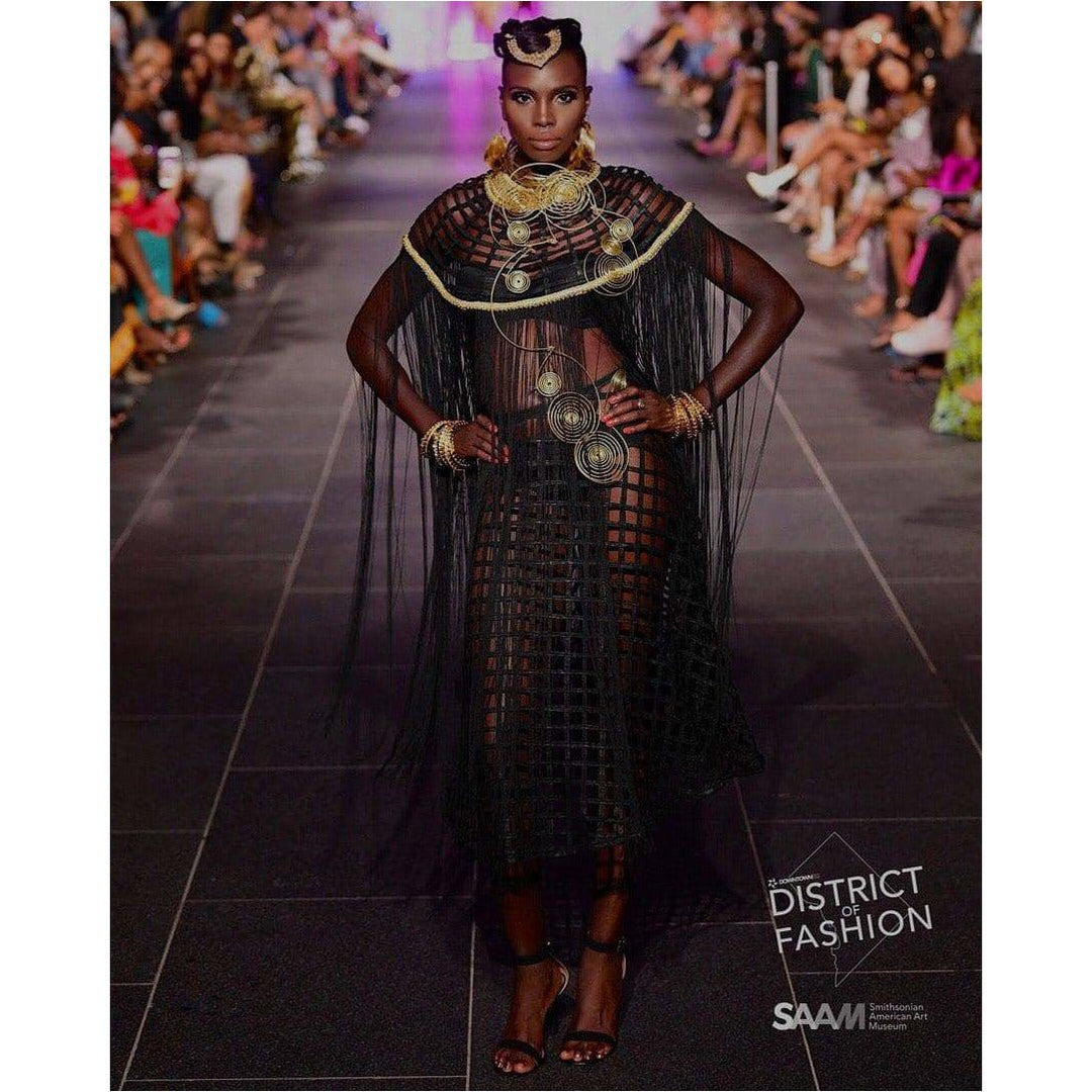 Queen Ankara Laced /Laticed Long Fringe Cape - Pearl Trim - Trufacebygrace