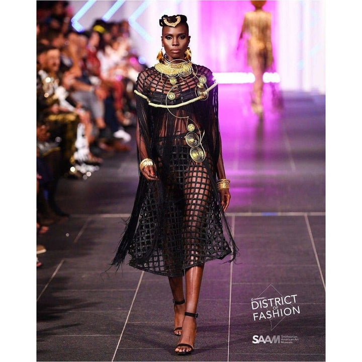 Queen Ankara Laced /Laticed Long Fringe Cape - Pearl Trim - Trufacebygrace