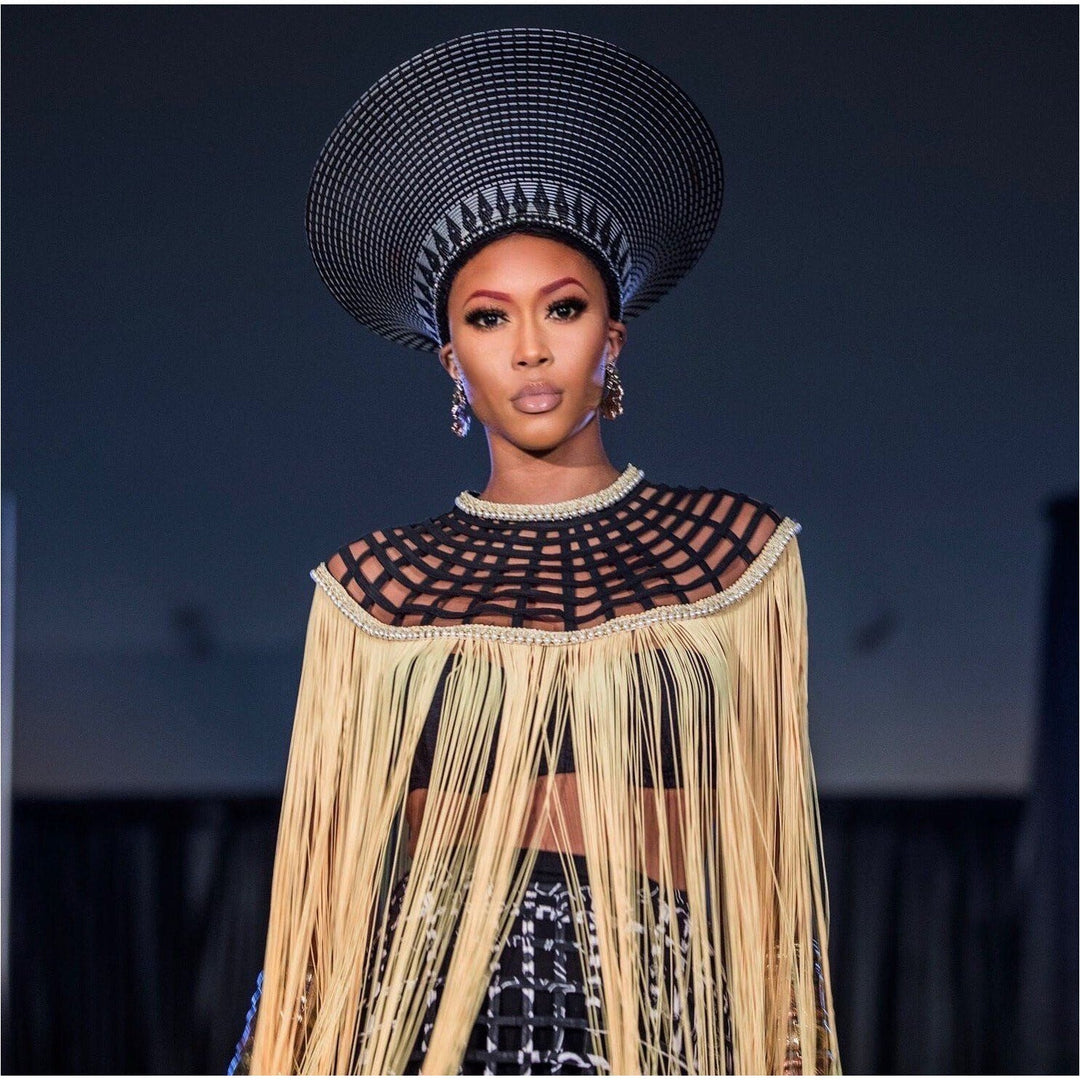 Queen Ankara Laced /Laticed Long Fringe Cape - Pearl Trim - Trufacebygrace