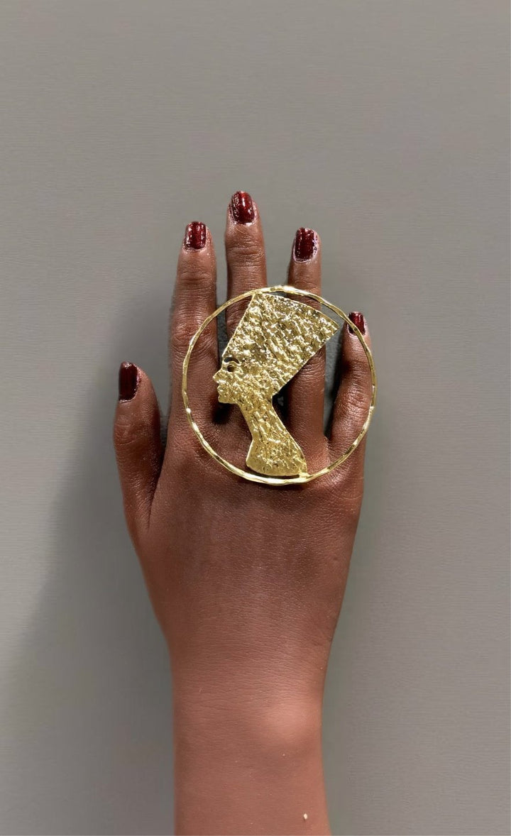 Queen Nefertiti Statement Brass Ring - Trufacebygrace