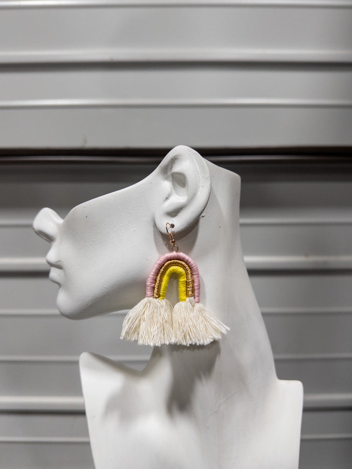 Rainbow Tassel Drop Earrings - Trufacebygrace