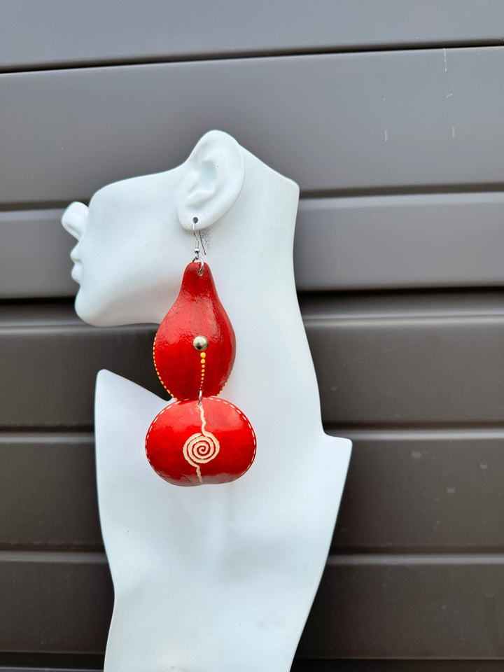 Red Calabash Tribal Expressions Earrings - Trufacebygrace