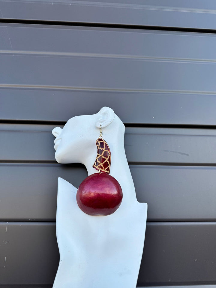 Red Calabash Tribal Expressions Earrings - Trufacebygrace