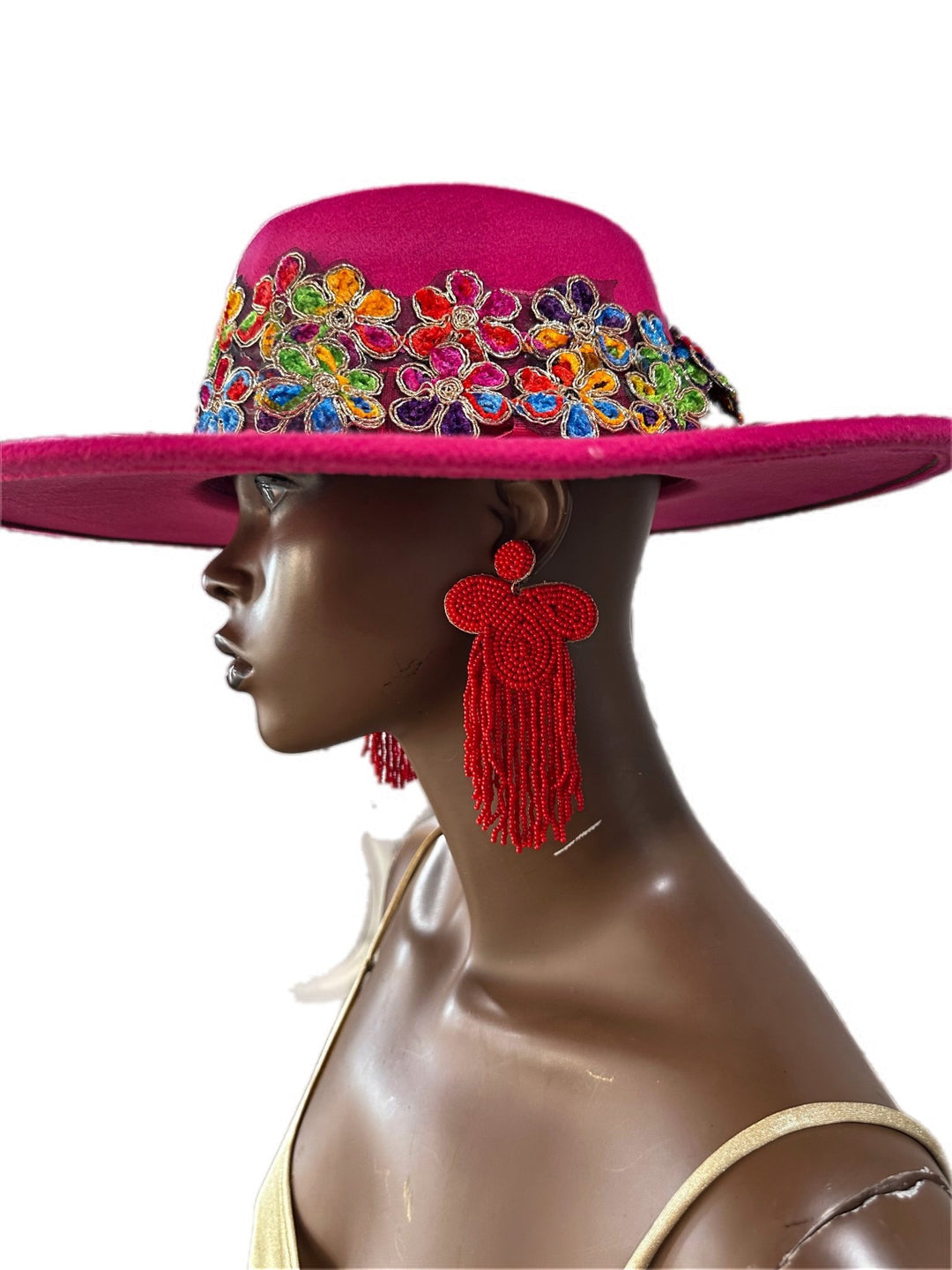 Red Fringella Statement Earrings - Trufacebygrace