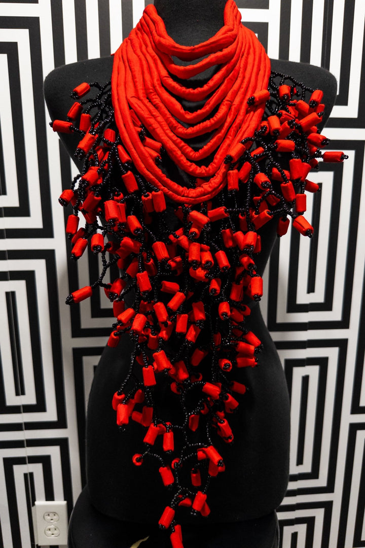 Red Heritage Ntoma Kandy branch Statement Necklace - Trufacebygrace